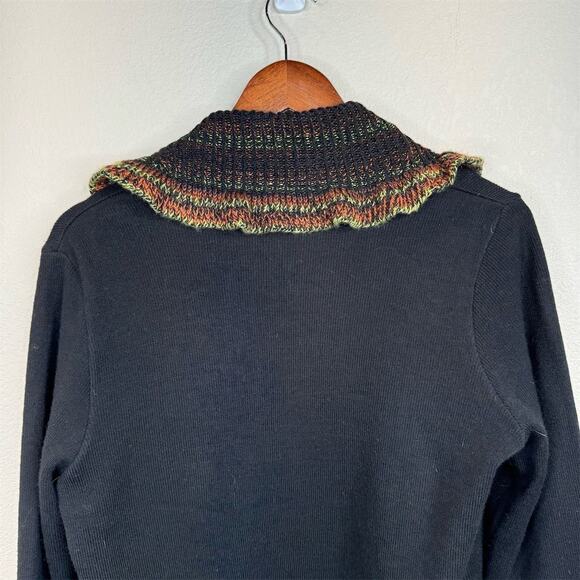 Tribal Women's M Black Ruffle Cardigan Sweater Open Front Casual Fall‎ - Picture 9 of 11